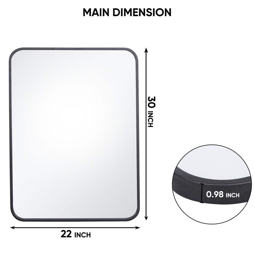 2PCS Wall Mirror for Bathroom Rectangular Metal Framed Vanity Mirror 22" X 30"