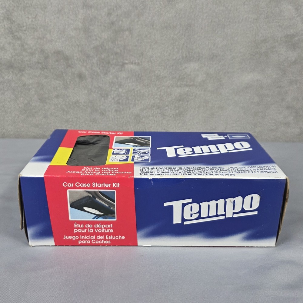 TEMPO Car Case Starter Kit Sunvisor Tissue Holder W/ 2 REFILL NOS
