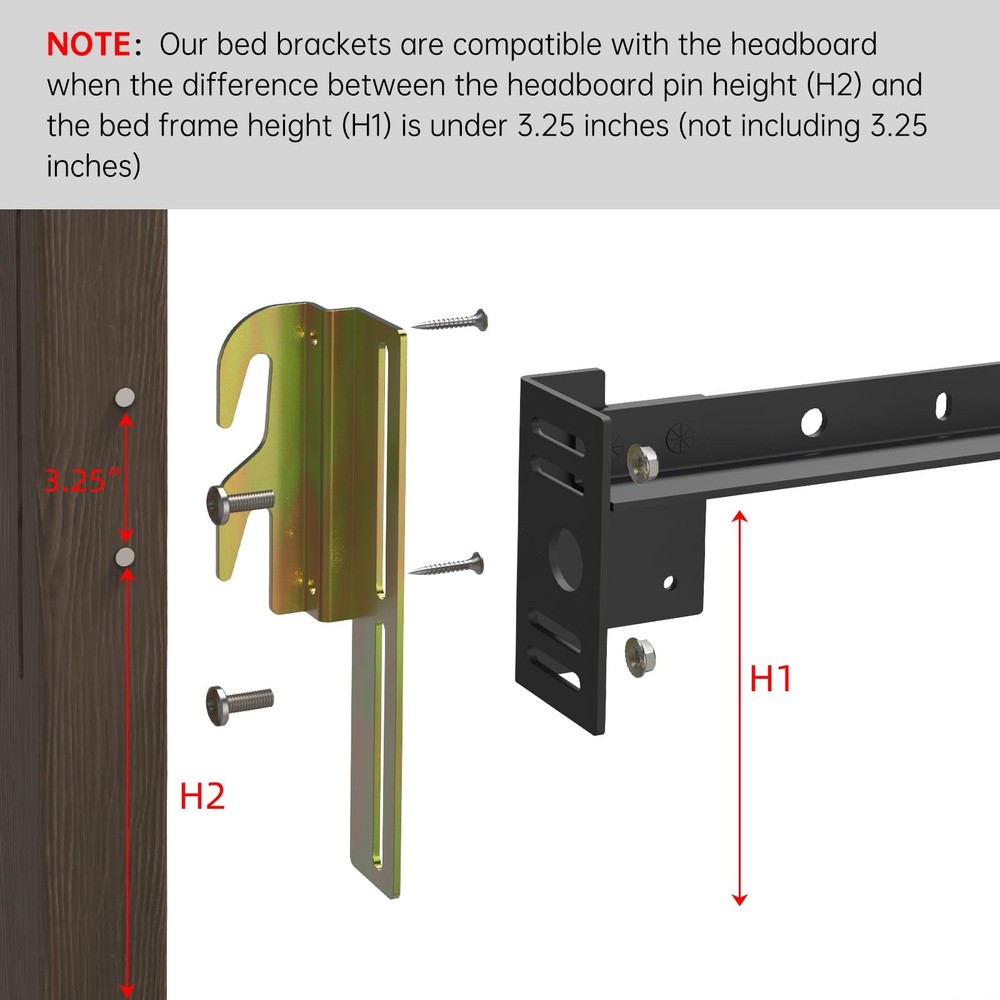 4Pcs 711 Hook Conversion Brackets with Hardware, Headboard Hook Set, Bed Fram...