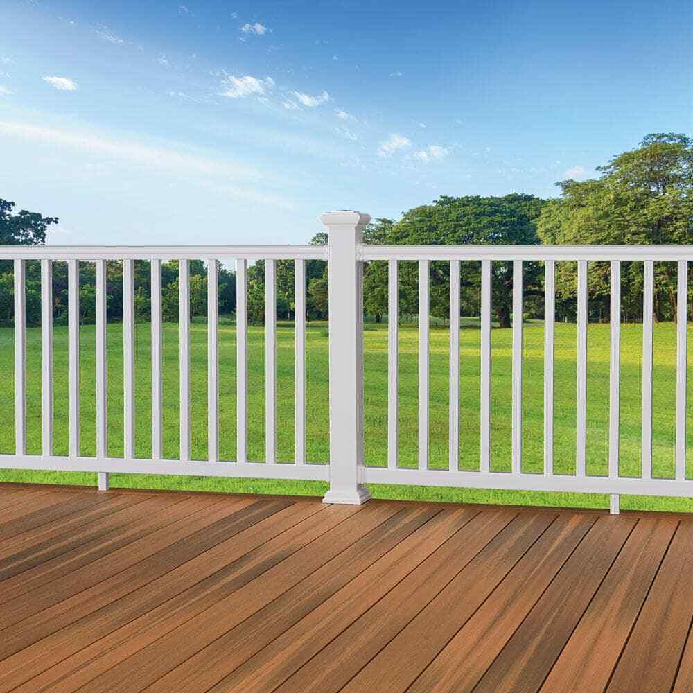 70" White Composite Deck Railing Kit – Durable Outdoor Handrail System