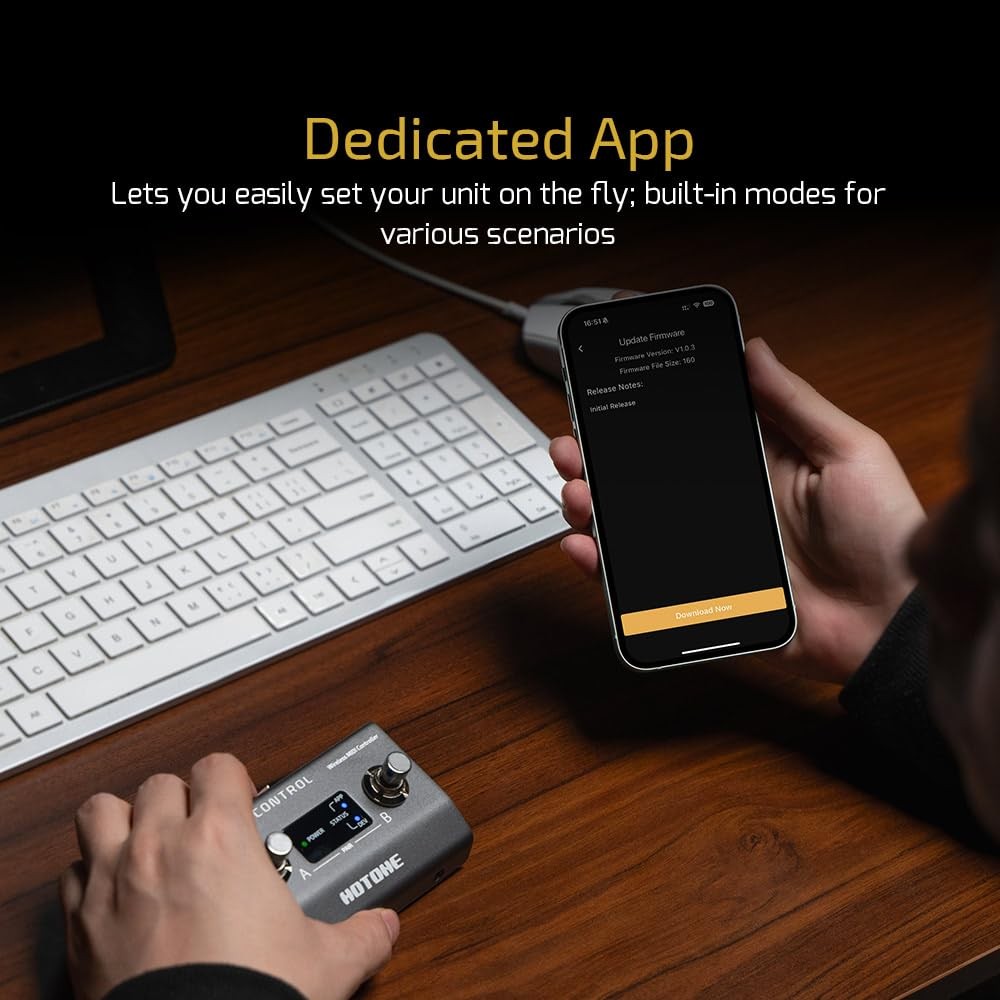 Wireless MIDI Controller with Programmable Footswitches, Mobile App Ultra-Com...