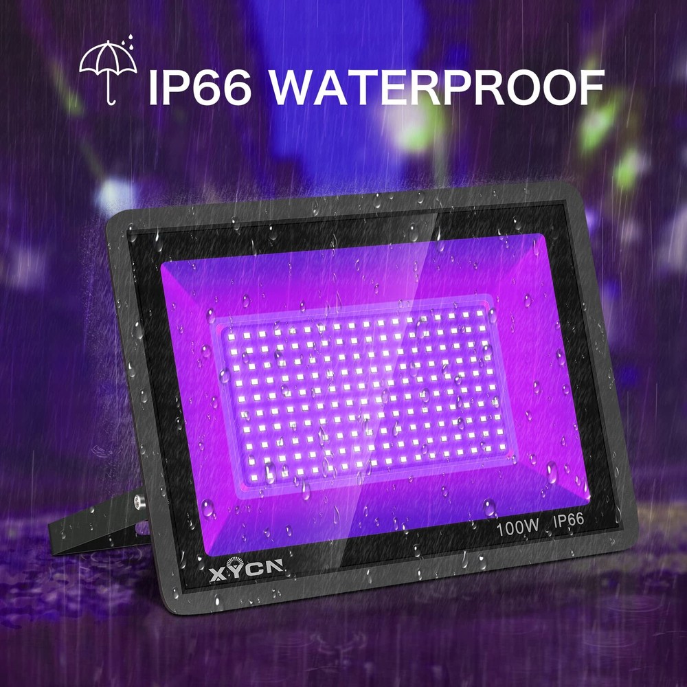 3 Pack 100W LED Black Light, Blacklight Flood Light with Plug and Switch, IP66