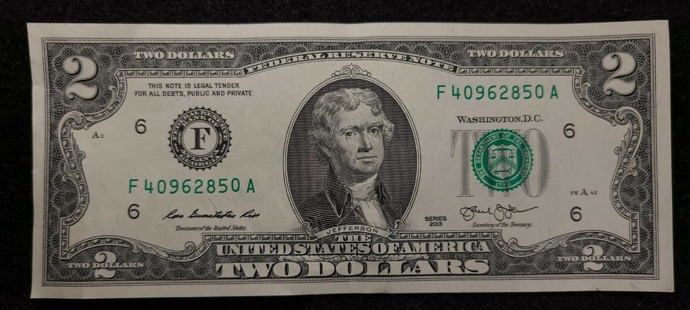 2013 $2 Error notes Shift error AU condition 1897 M2