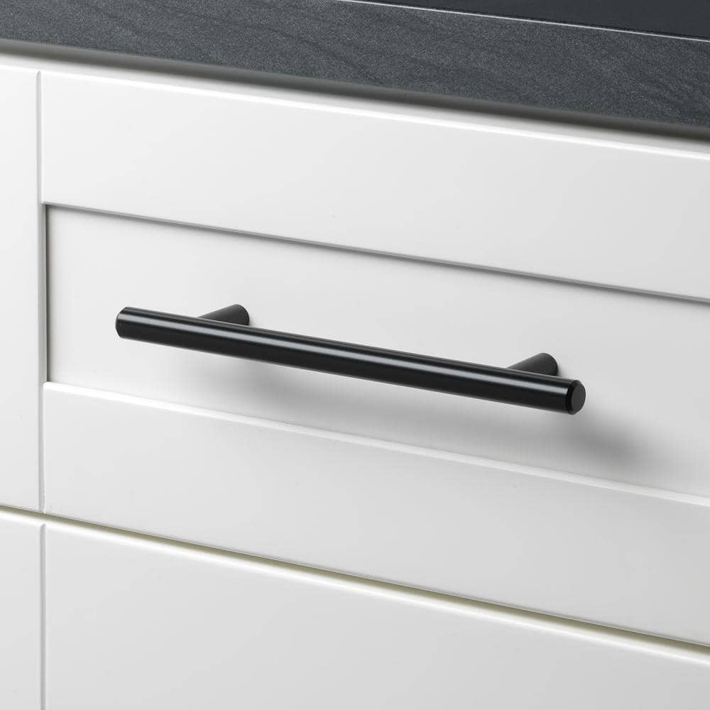 GLIDERITE 5 in. Matte Black Solid Cabinet Handle Drawer Bar Pulls (10-Pack)