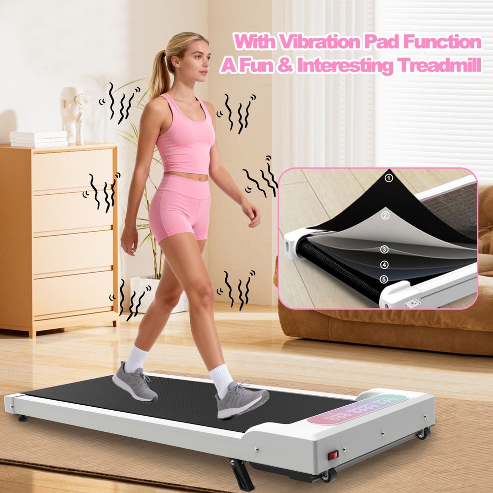 Foldable Treadmill 2.0HPPortable Under Desk Walking Vibration Pad Remote Control