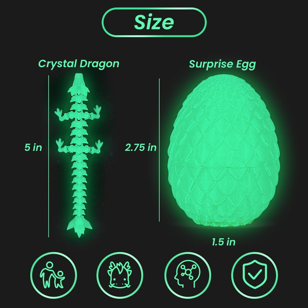 4Pcs 3D Printed Dragon Eggs with Inside 3 inches, Multicolor2-4pcs