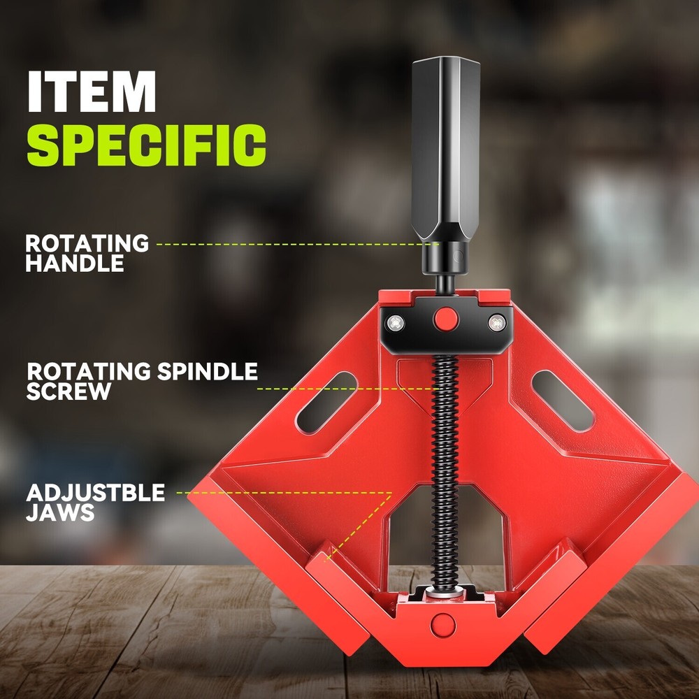 90 Degree Qiuck-Release Corner Clamp Tools w/ Rotating Handle & Swing Jaws 2PCS