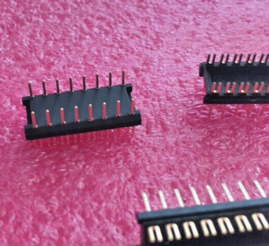 10pc Header Connector Forked 16 Position Gold DIP, DIL - ARIES 16-600-11