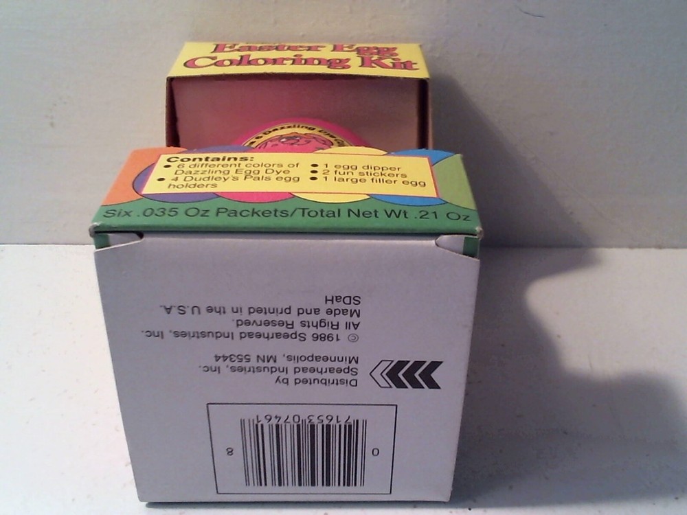1986 DUDLEY'S EASTER EGG DYE COLORING KIT COMPLETE IN ORIGINAL BOX - PINK