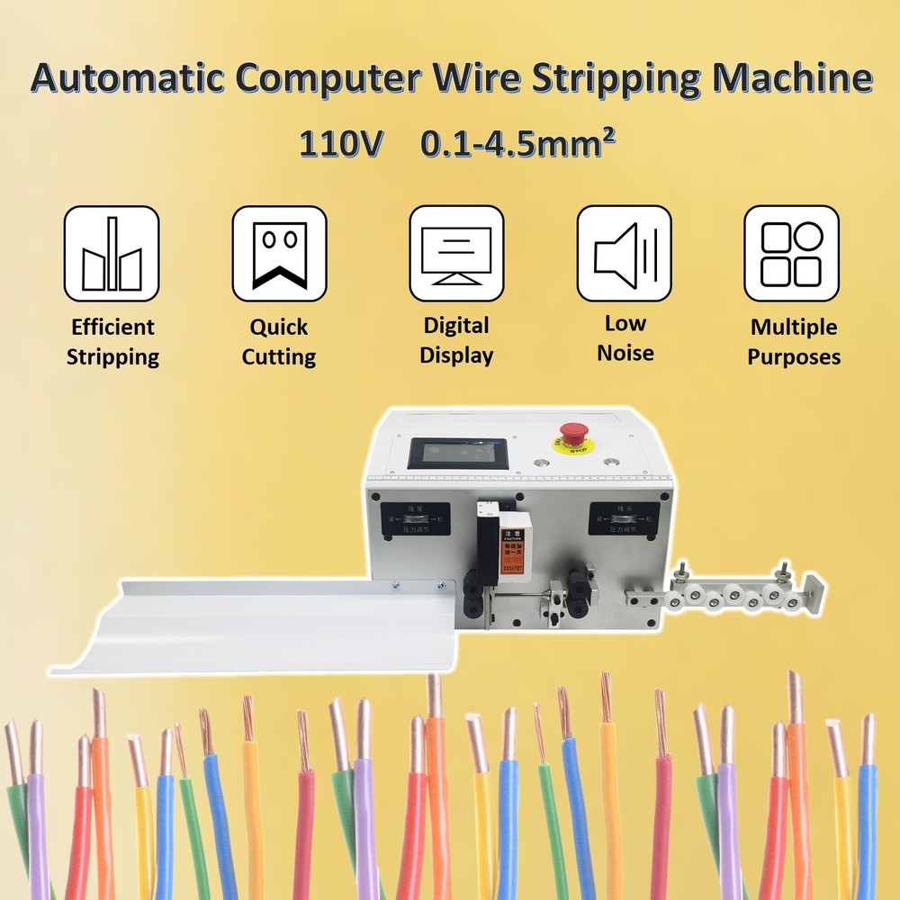 110V Fully Automatic Wire Stripping Machine Copper Cable Cutting Integrated