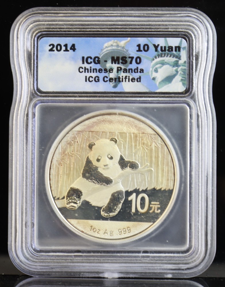 2014 1oz 10Y China Silver Panda ICG MS70