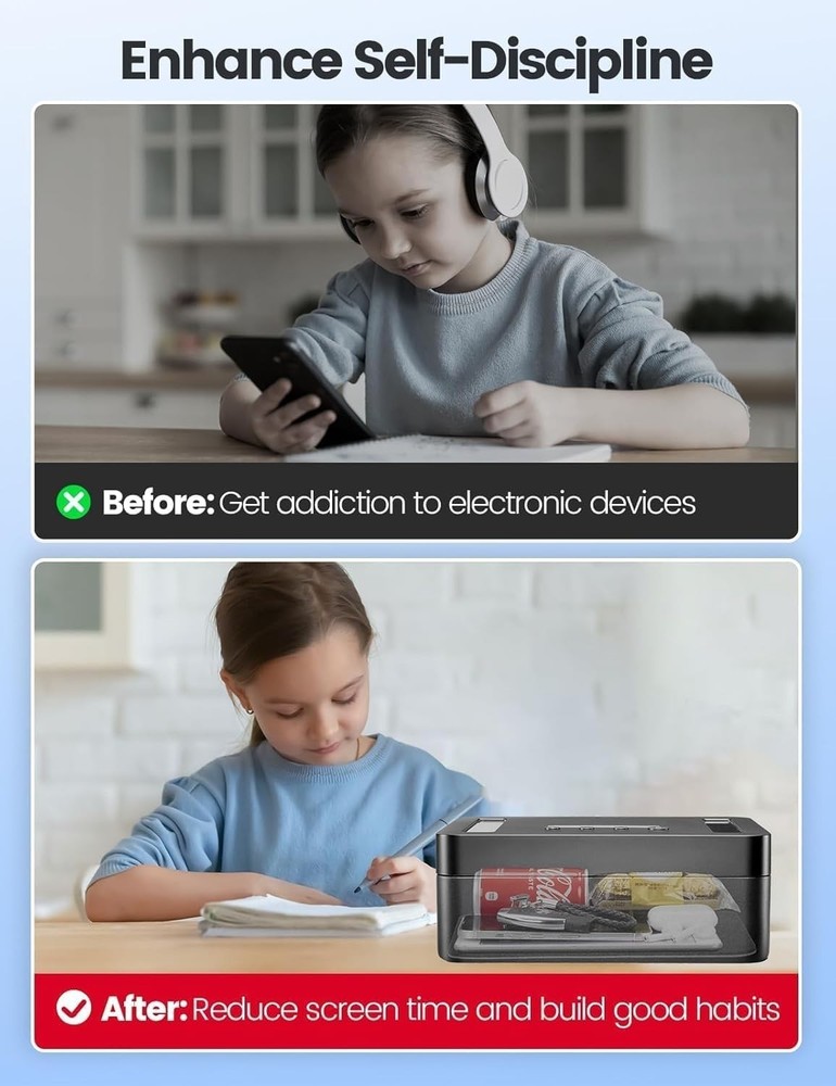 Secure Timed Locking Safe for Electronics and Medicine - Enhances Focus