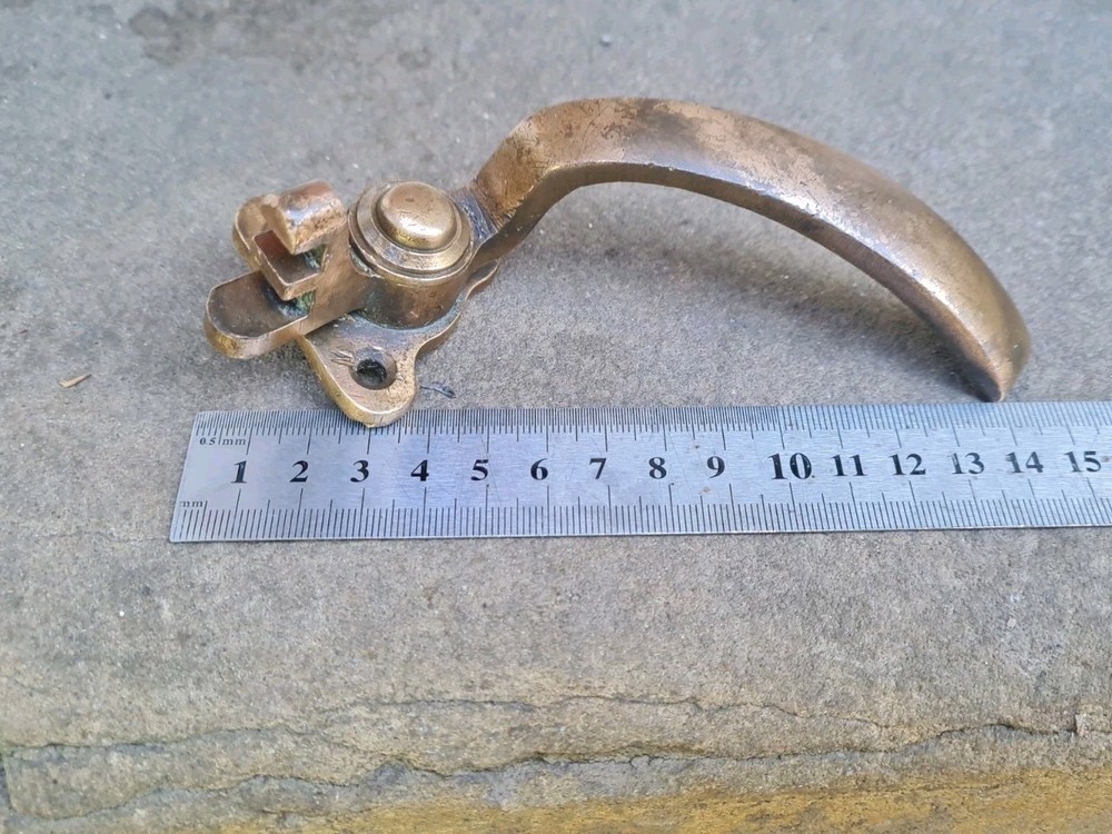 One Single Old Antique Brass Window Latch Handle