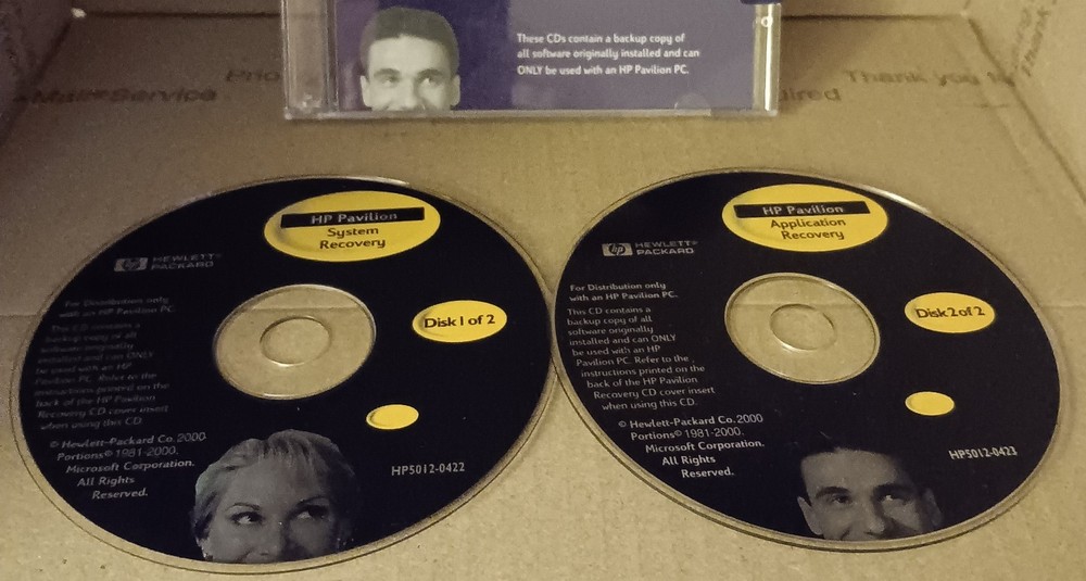 HP Pavilion Recovery Disc 2-Disk CD Set 2000 System