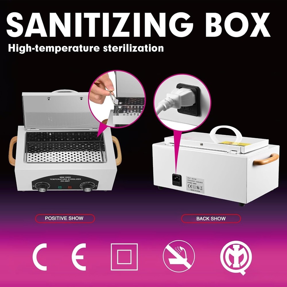 High Temperature Sterilizer Autoclave Machine 110V 300W Nail Tool Sterilizer ...