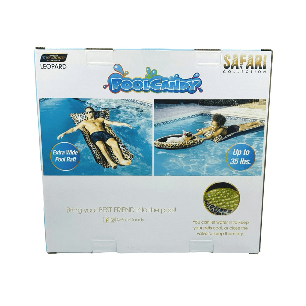 PoolCandy Raft & Pet Float Combo Pack Safari Collection Leopard Print Inflatable