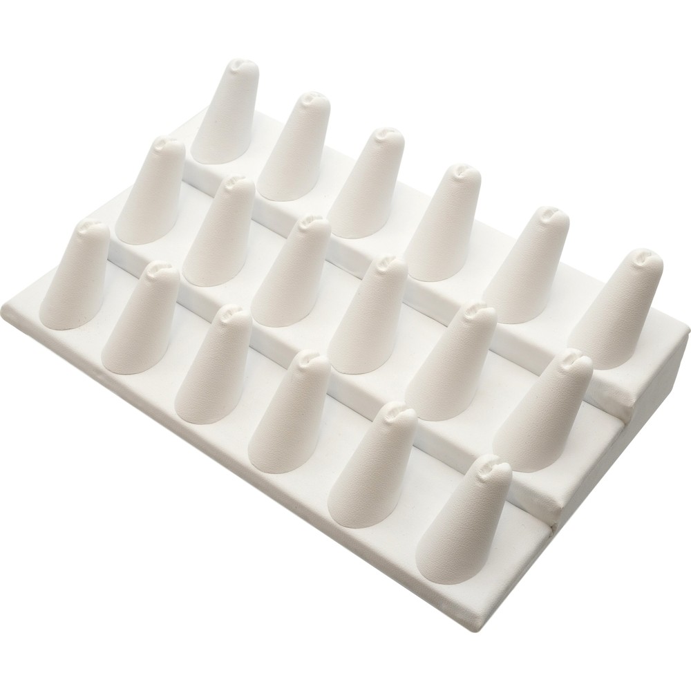 36 White Faux Leather Ring Displays
