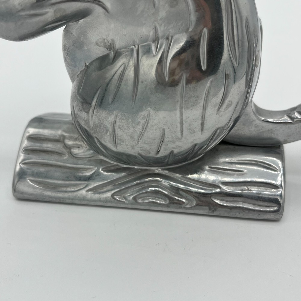 Squirrel Nutcracker Davy Crackit Cast Aluminum Silver Tone Lever Tail Retro