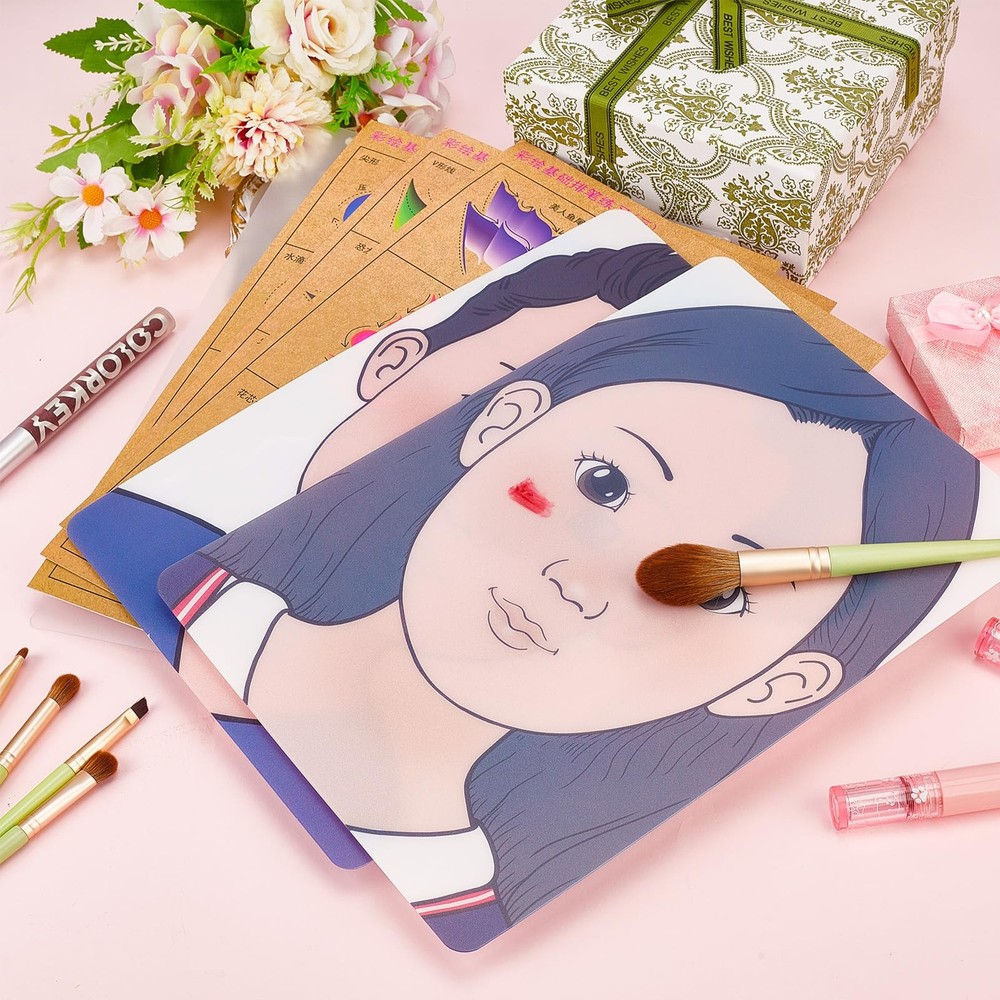 2 PCS Face Painting Practice Board 4 Patterns Reusable Makeup Template A4
