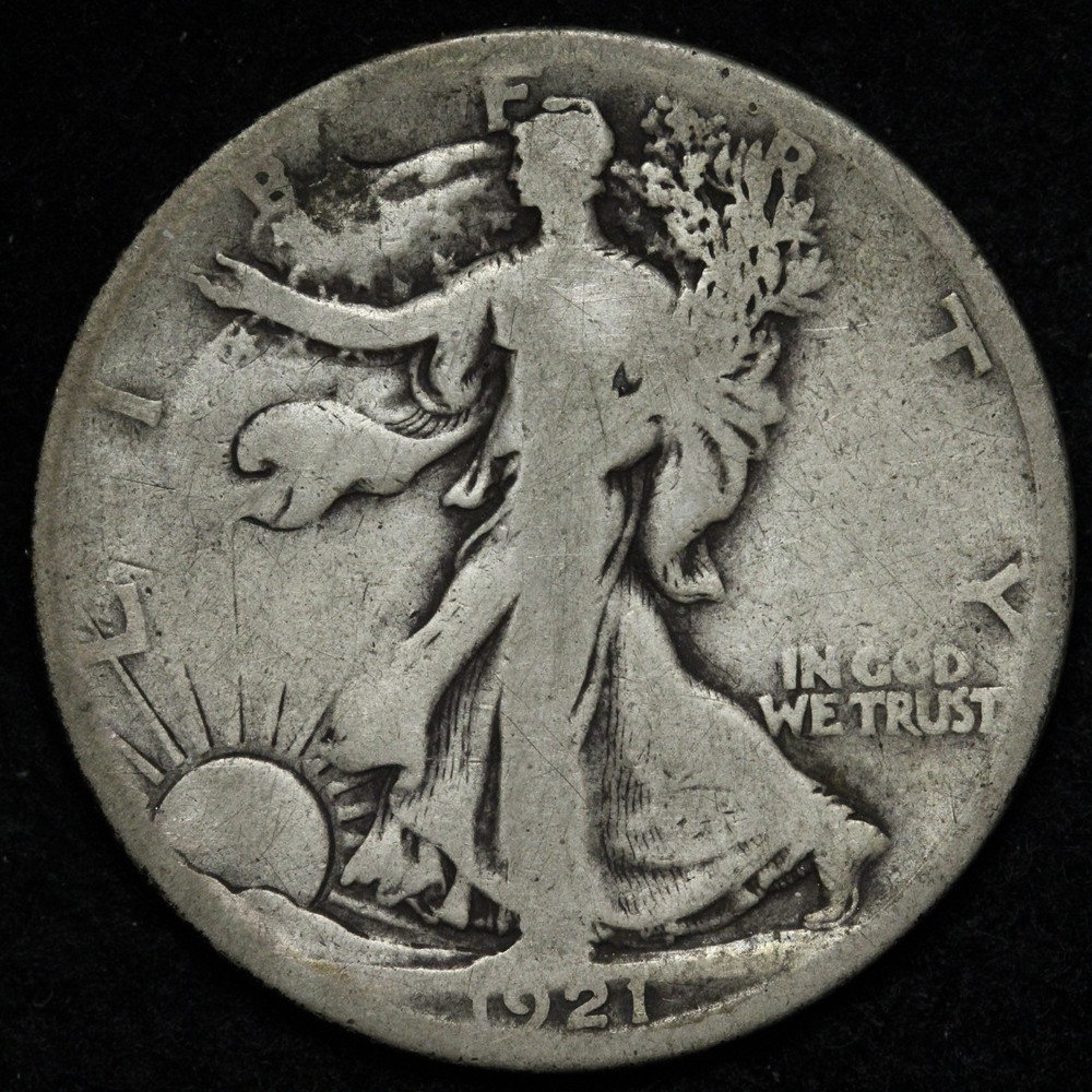 1921-S Walking Liberty Silver Half Dollar VG E355 WALM