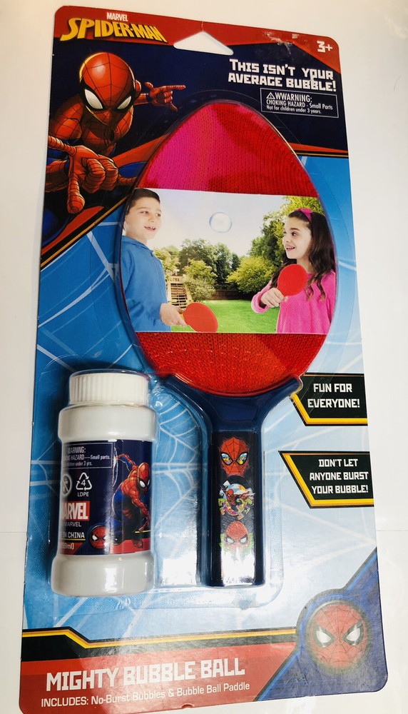 Marvel Spider-Man Mighty Bubble Ball, Paddle and Bubble Solution FREE-SHIPPING