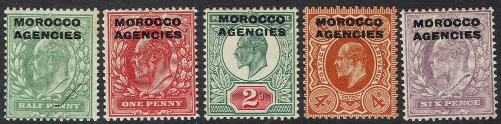 MOROCCO AGENCIES 1907 KEVII RANGE TO 6D