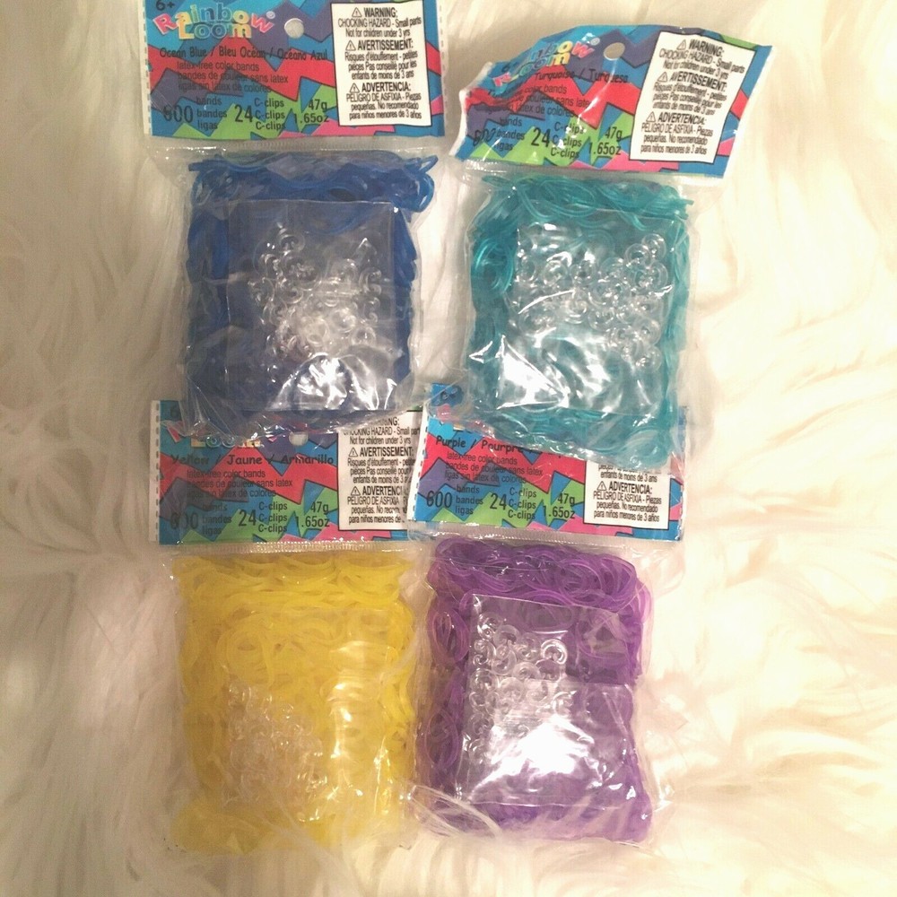 NEW Authentic Rainbow Loom Rubber Bands - 600 Bands & 24 C-Clips