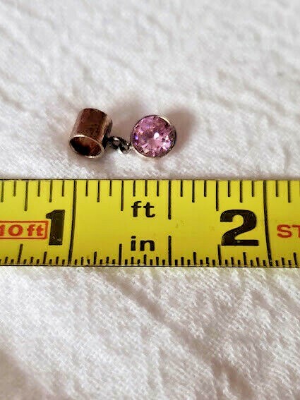925 Sterling Silver Birthstone Bead Charm Dangle Light Amethyst