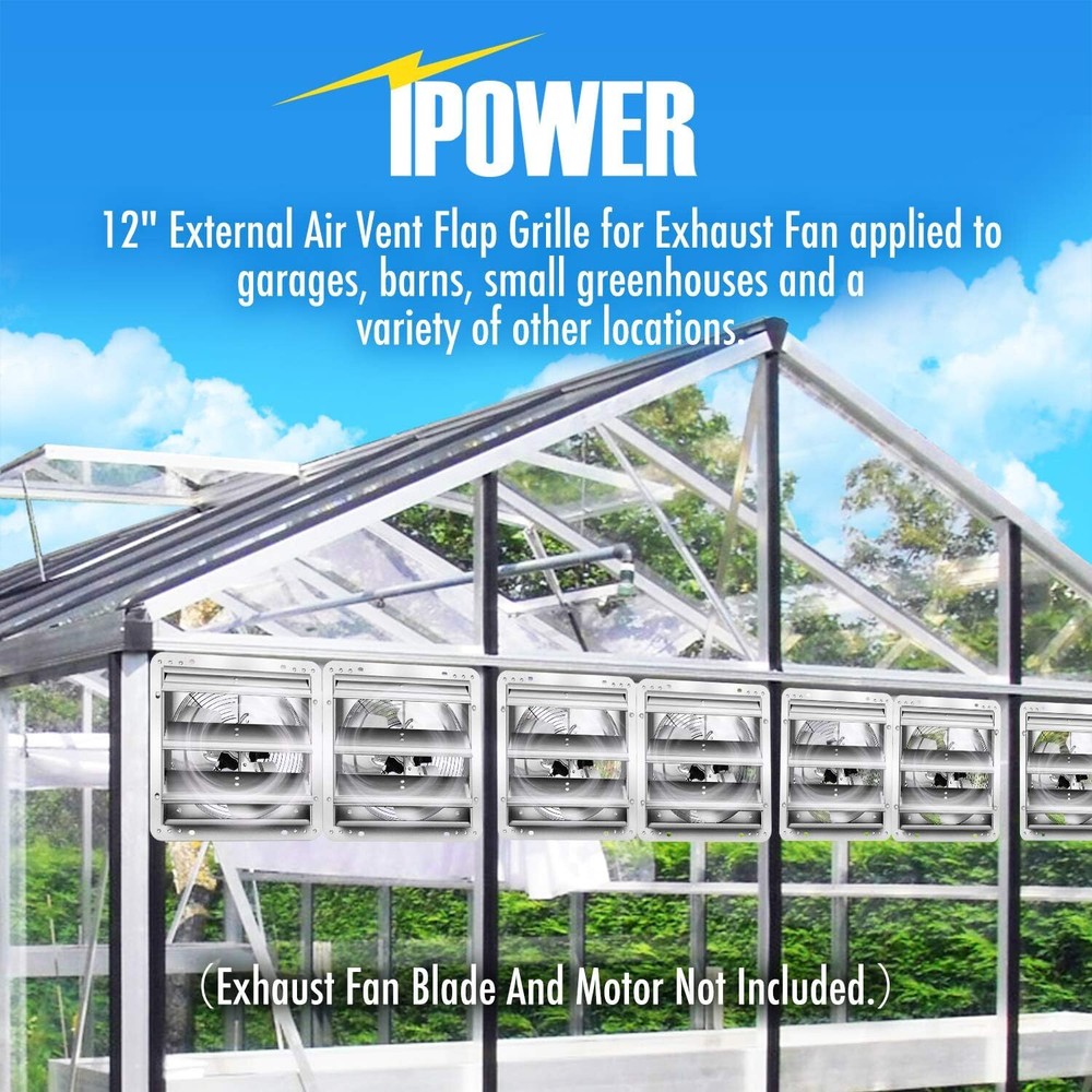 iPower 12"/14"/16"/18"/20'' Square Automatic Gravity Shutter Louver Vent, Silver