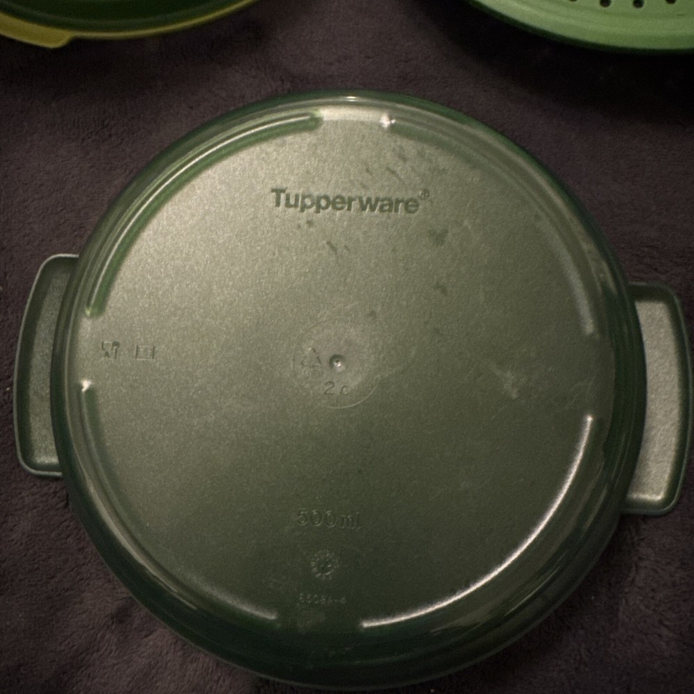 Tupperware Microwave Smart Stack Steamer 4 Piece Set Green Stack Cooker NICE