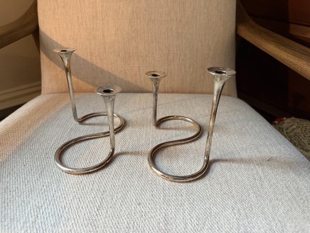 A Michelson Sterling Silver Candlesticks 14.2 Oz