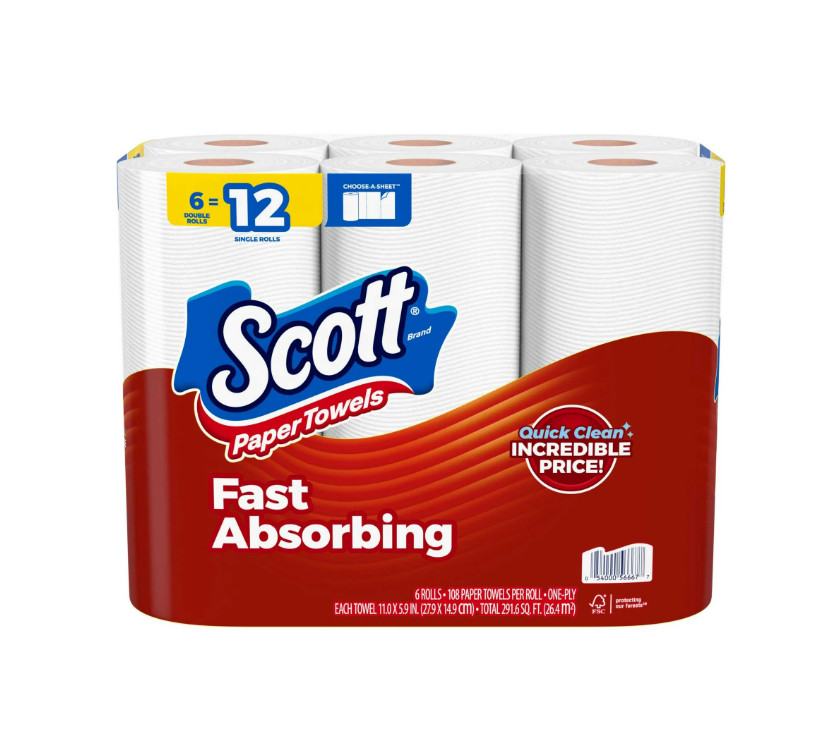 Choose-A-Sheet Paper Towels, 6 Double Rolls Strong & Absorbent