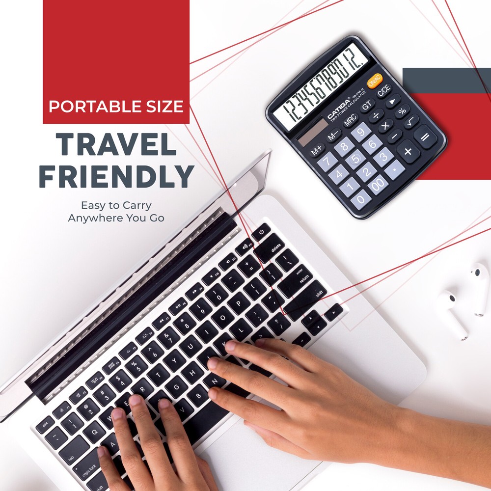Premium Desktop Calculator 12 Digit with Large LCD Display and Sensitive Buttons