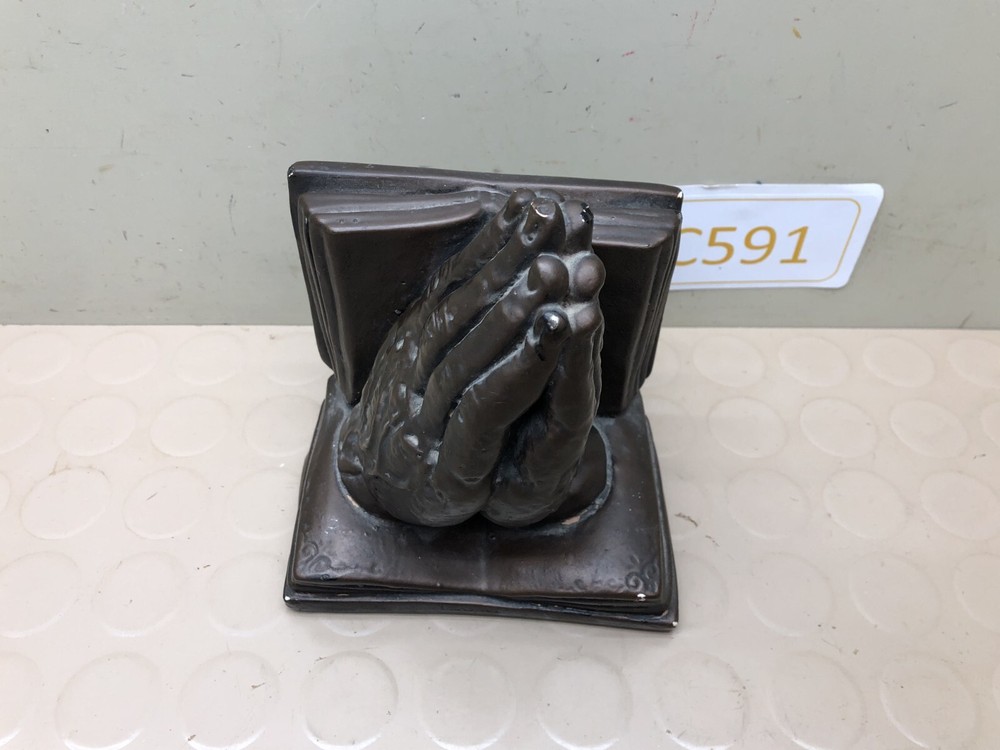 Vintage Chalkware Praying Hands Bookend