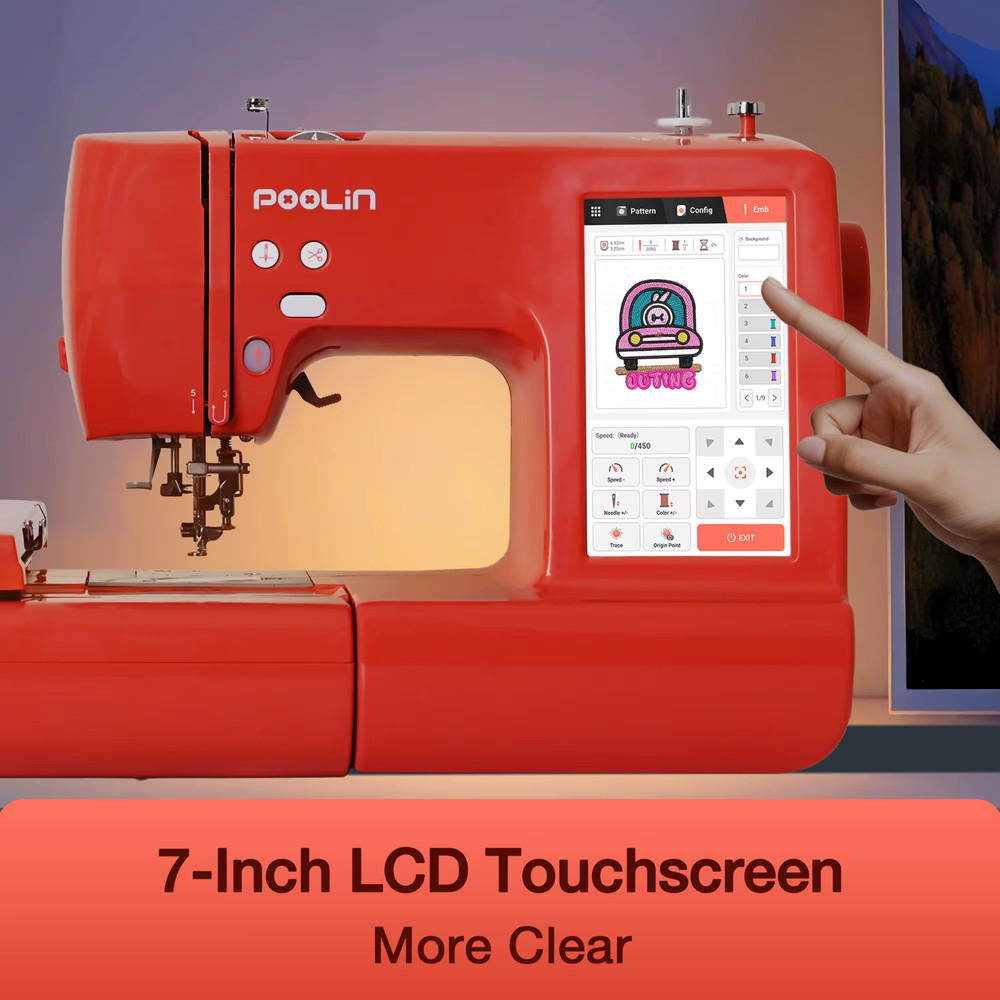 Computerized Embroidery Machine w/ Threads Bobbins Stabilizer DIY Home