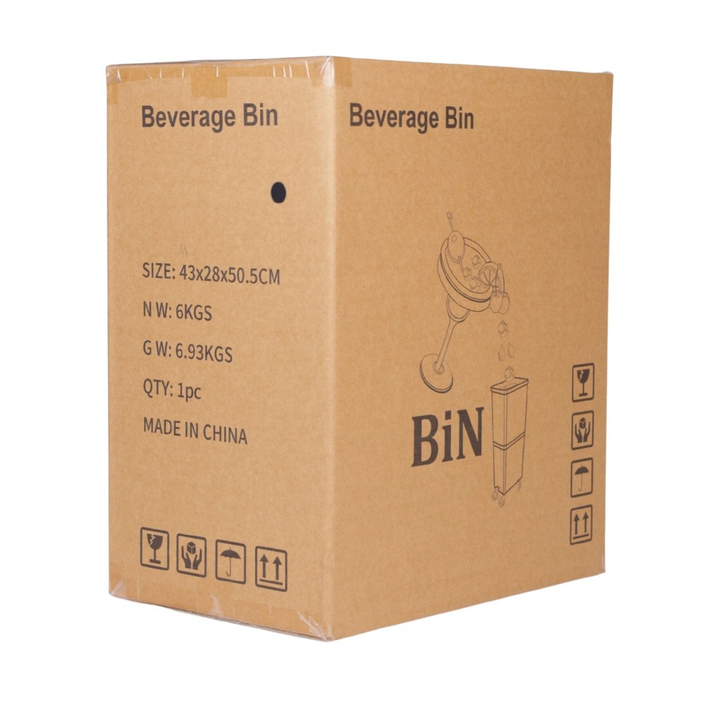 Black Drink Dump Bin w/ Wheels – Dual Compartment Liquid & Trash Disposal