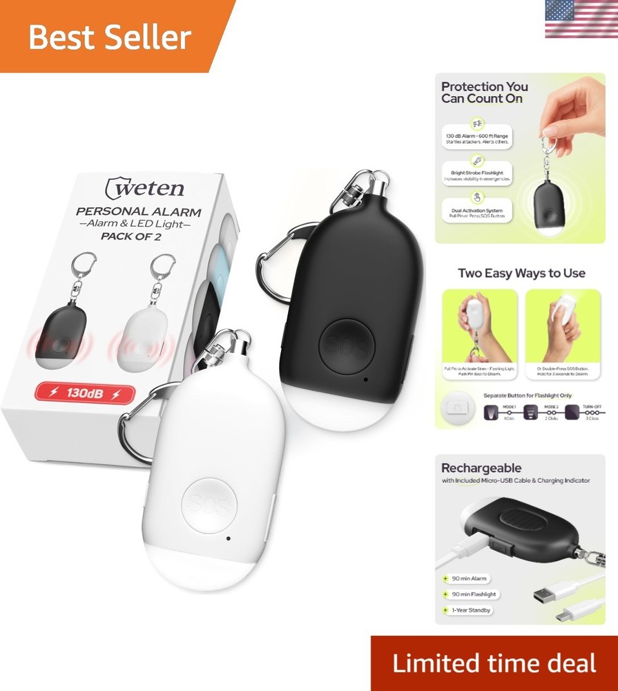 TSA-Approved Rechargeable Safety Alarm Keychain - With Panic Button & Light