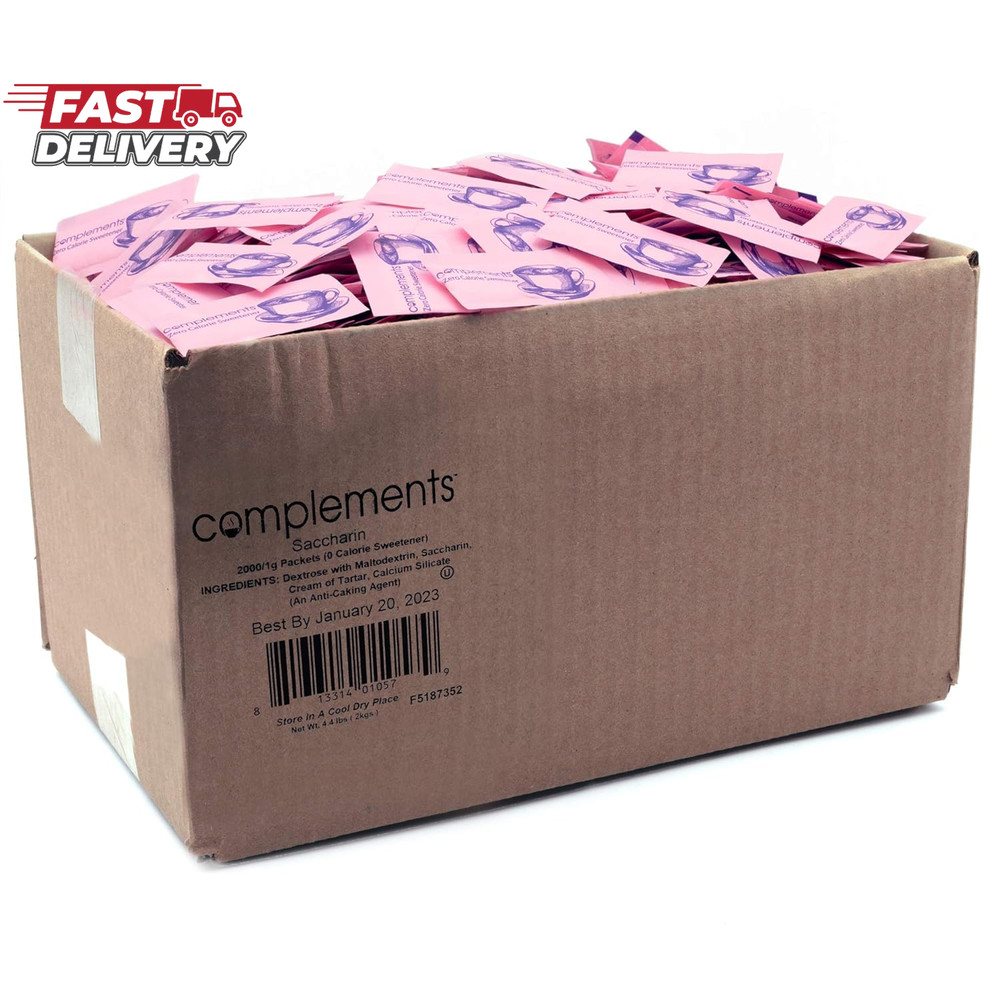 Complements Zero Calorie Saccharin Pink Sweetener Packets, 2000 Count