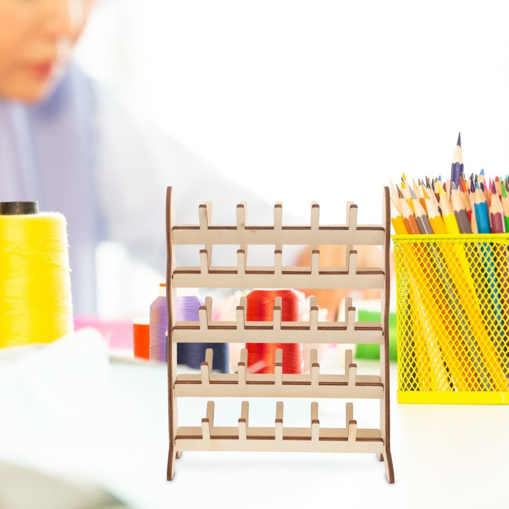 Simple Wooden Thread Holder for Easy Storage and Access to Spools