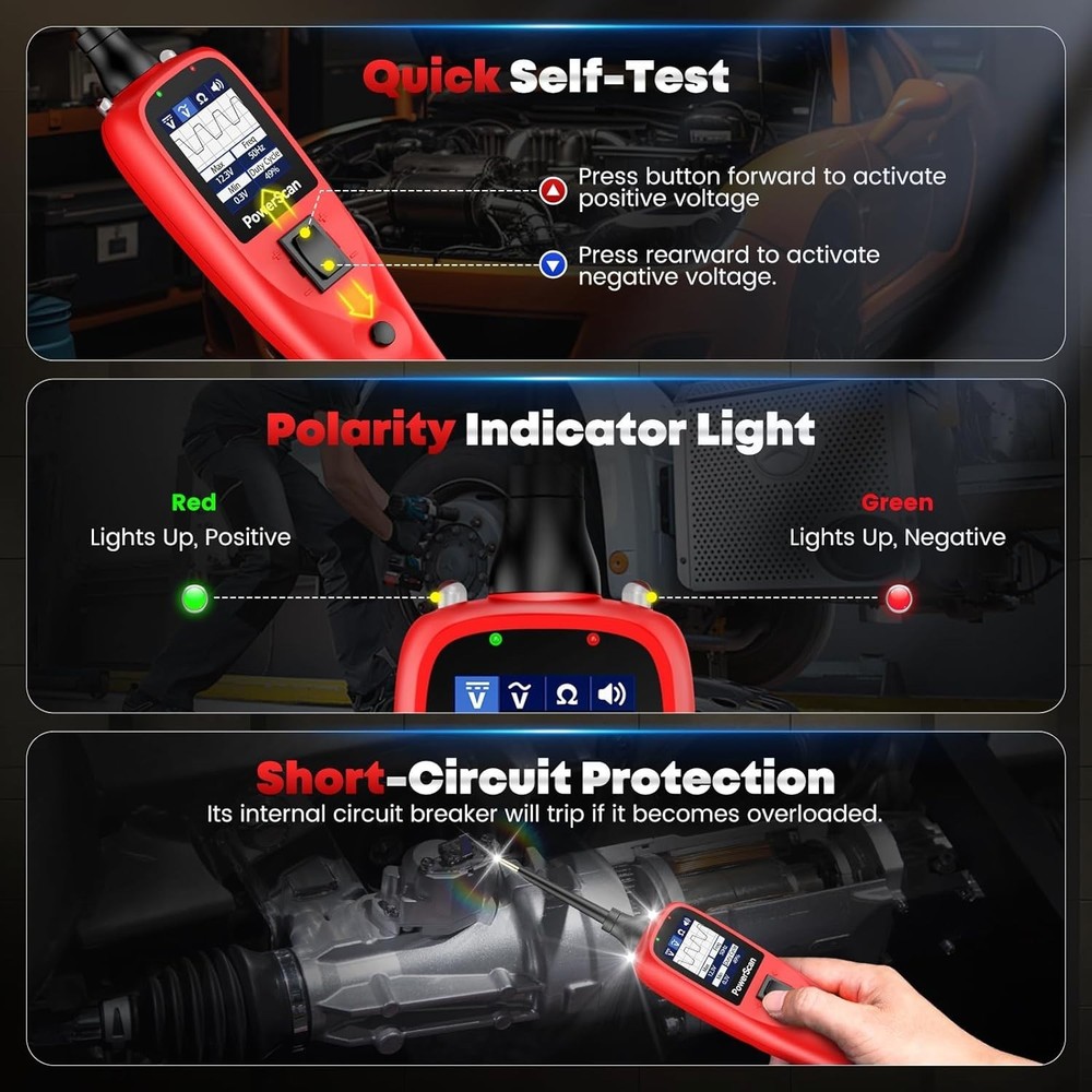 Advanced Power Circuit Tester with Overload Protection & Built-in Flashlight