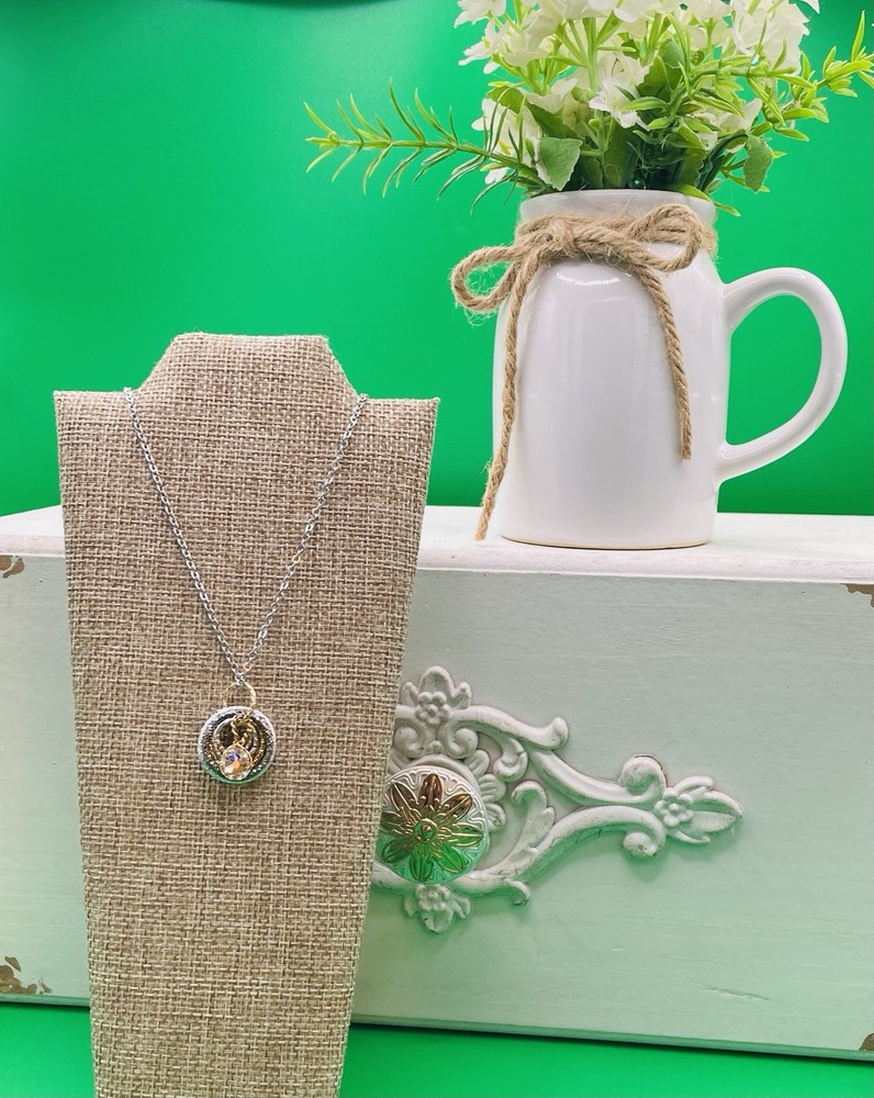 Handmade Multi Twisted Rings & Gemstone Pendant Necklace 18”