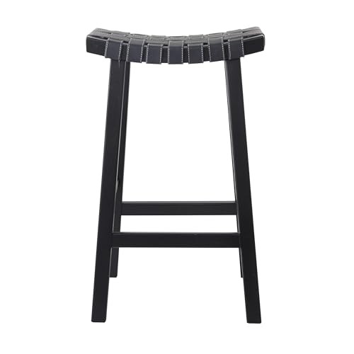 Rustic Birch Bar Stool 18" x 11" x 30" Black