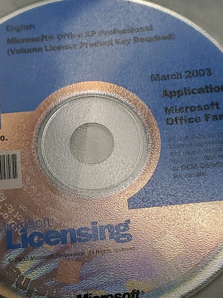 Microsoft Licensing March 2003 Office XP Professional PC Software