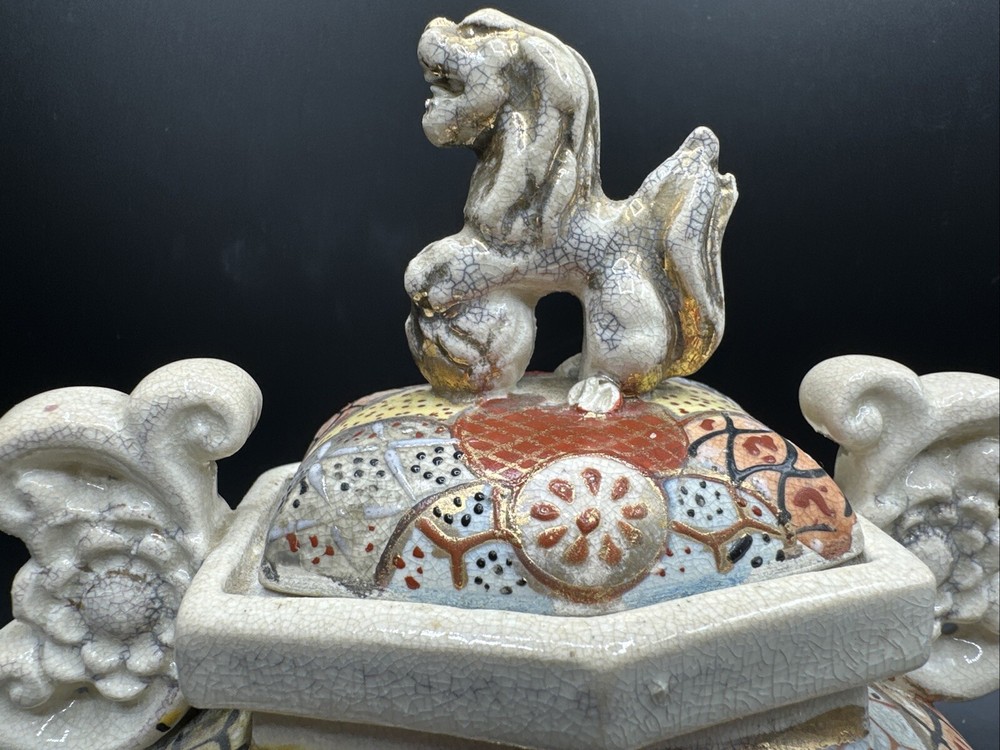 Vintage Japanese Incense Burner Box Foo Dog