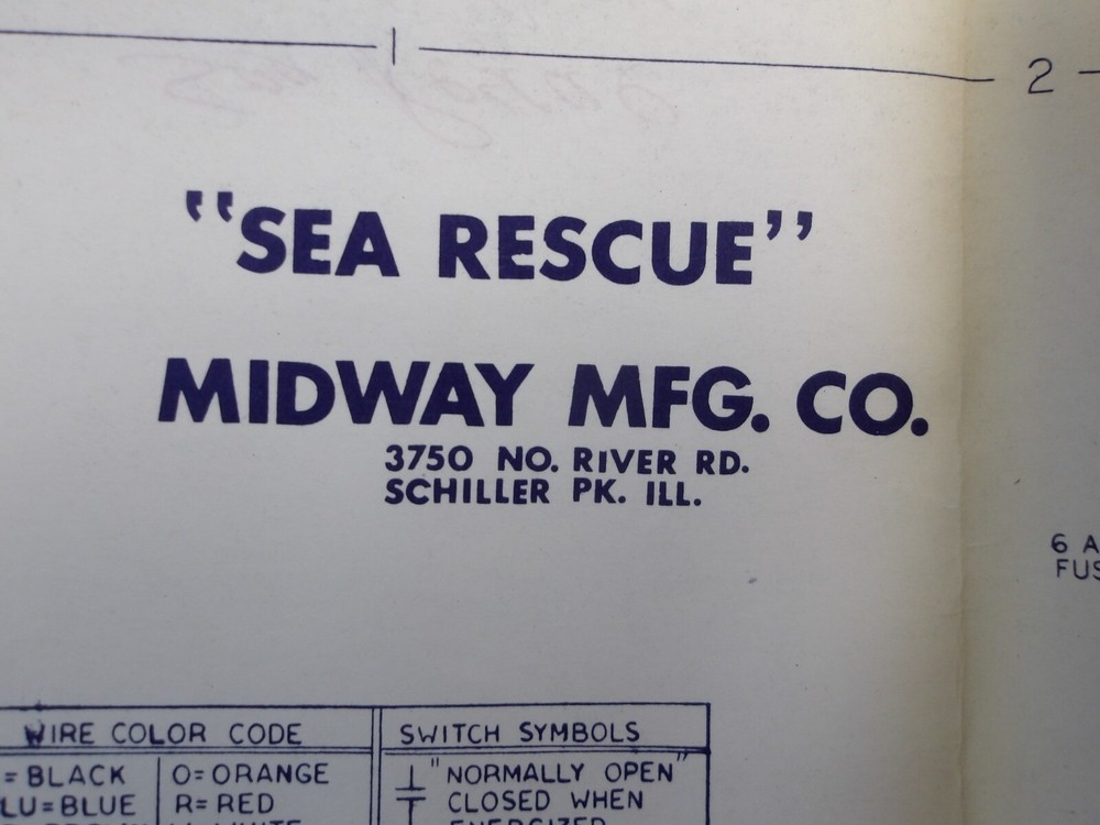 Midway: Sea Rescue- Schematics & Instruction Manual Set  -NOS
