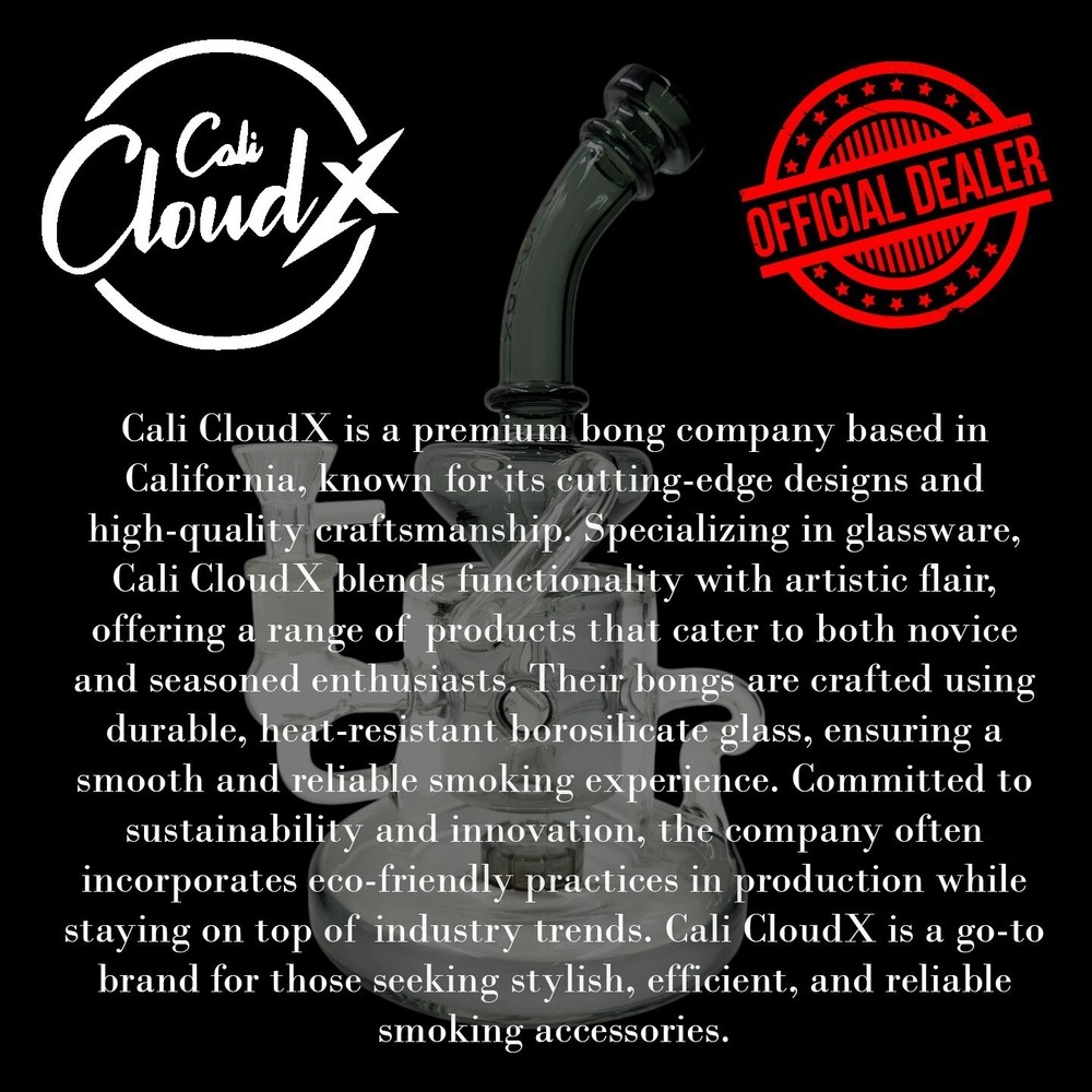 10" Cali CloudX Thick HIGH QUALITY Heady Glass Beaker Bong - VORTEX PERC - SMOKE