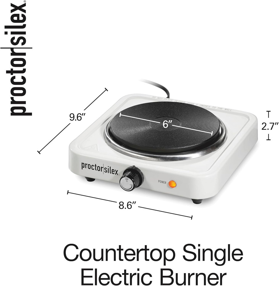 Portable Electric Stove, Cast Iron Single Burner Cooktop, Compact, Adjustable Te
