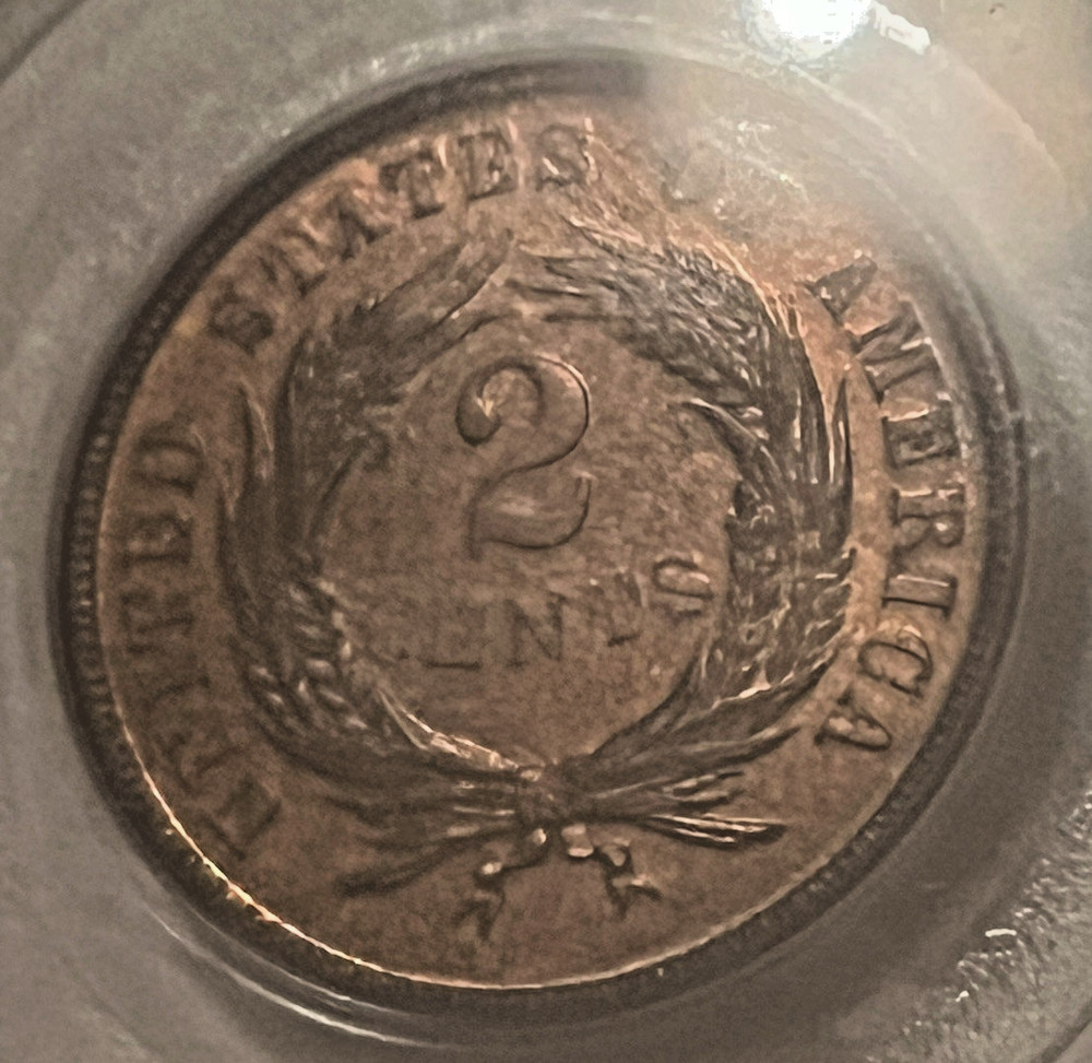 1872 Two Cent PCGS PR62 Red Brown, Scarce date