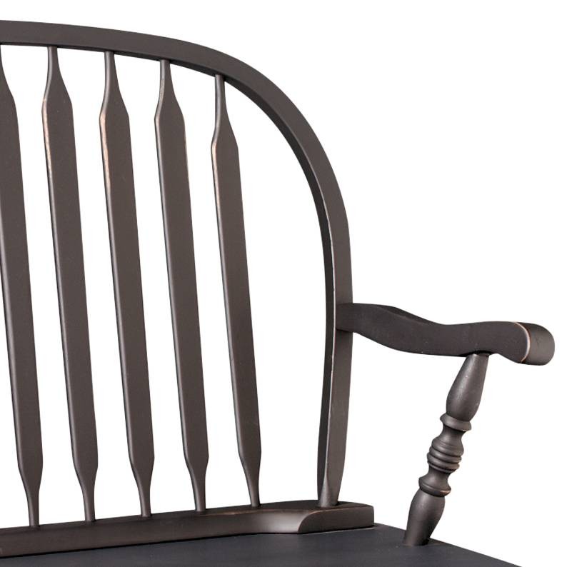 Windsor Antique Black Wood Windsor Bench