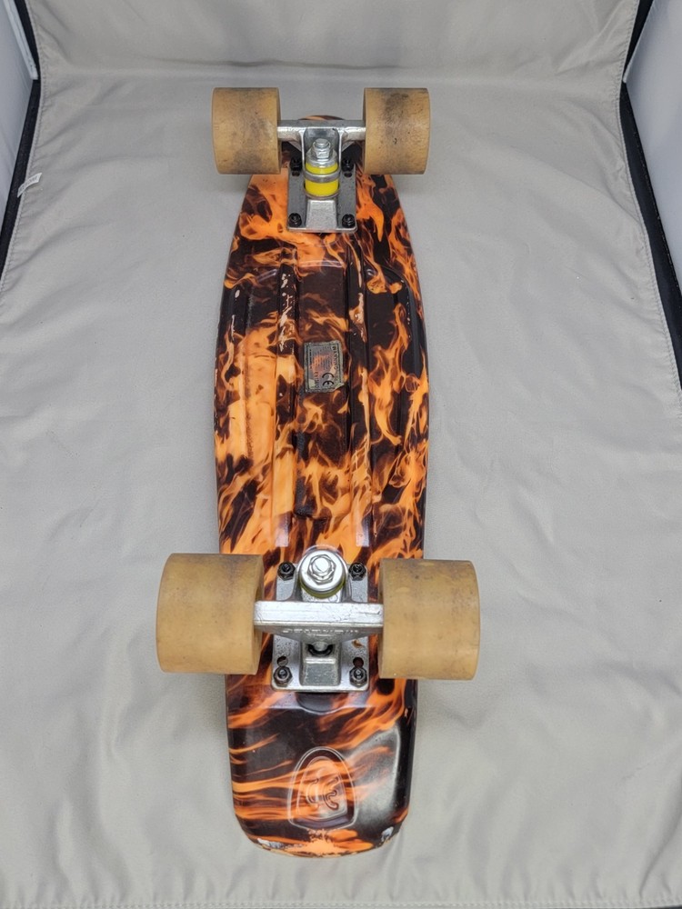 Meketec Skateboard, 22” Orange/Black Fire EUC